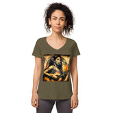 Music Speaks, Guitar Roars Women’s Fitted V-neck T-shirt - Beyond T-shirts